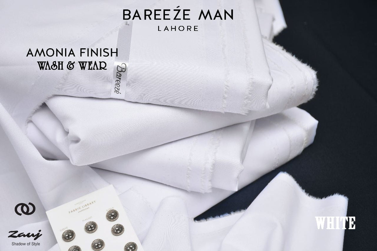 Bareeze Man Pure White Premium Wash & Wear Unstitched Suit for Men
