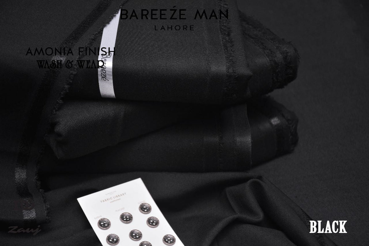 Bareeze Man Jet Black Premium Wash & Wear Unstitched Suit for Men